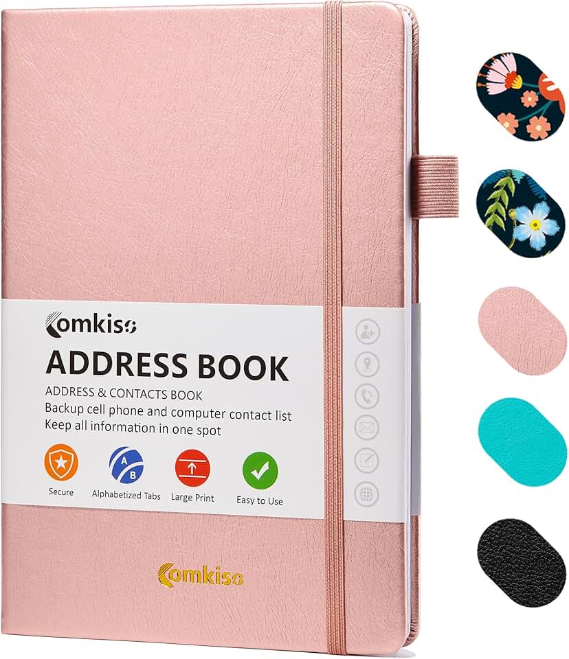 Large Print Laminated Address Book with Tabs and Labels