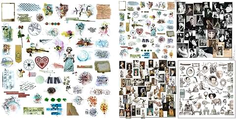 Five Packs of Vintage Junk Journal and Scrapbooking Stickers