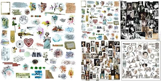 Five Packs of Vintage Junk Journal and Scrapbooking Stickers