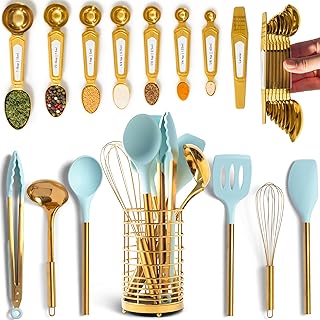 25-Piece Teal and Gold Kitchen Utensil Set