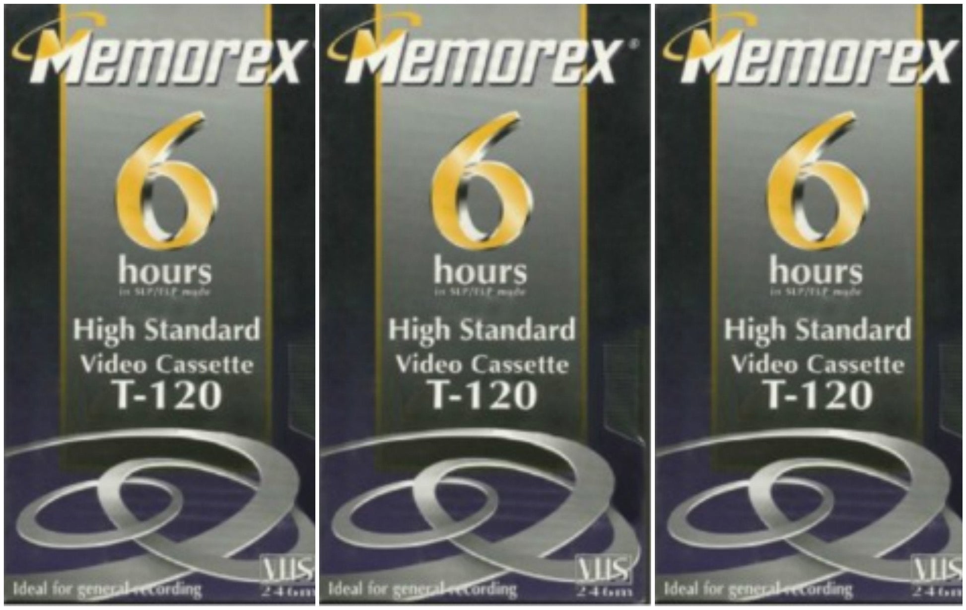 High Standard T-120 6-hour Video Cassette VHS HS - 3 Pack