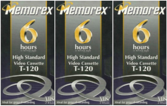 High Standard T-120 6-hour Video Cassette VHS HS - 3 Pack