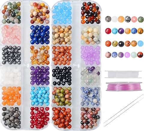 600 pcs 4mm Natural Mixed Material Beads for Jewelry Making