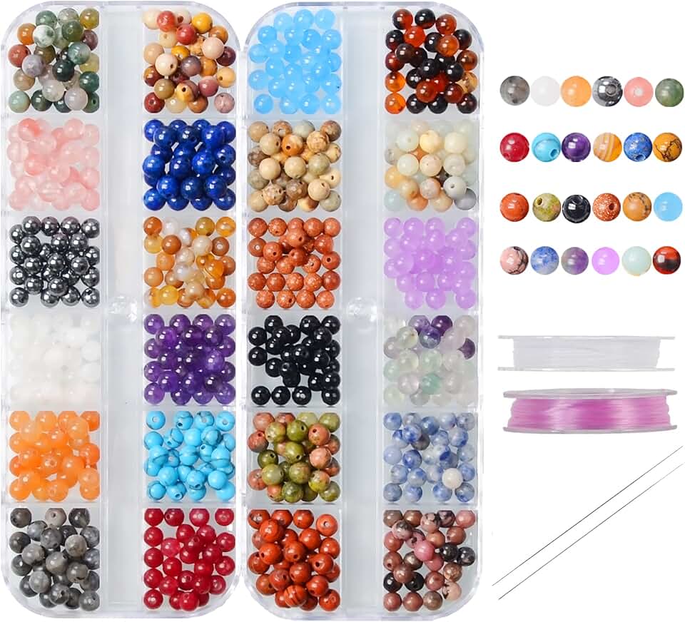 600 pcs 4mm Natural Mixed Material Beads for Jewelry Making