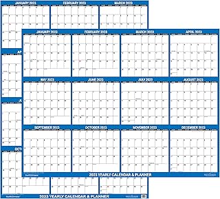 Large 2023 Wall Calendar, 32x48 inches, Erasable, Navy