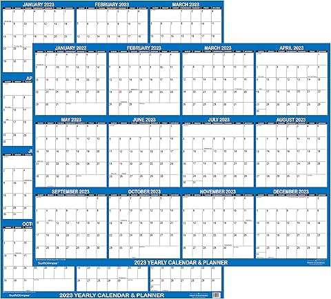 Large 2023 Wall Calendar, 32x48 inches, Erasable, Navy