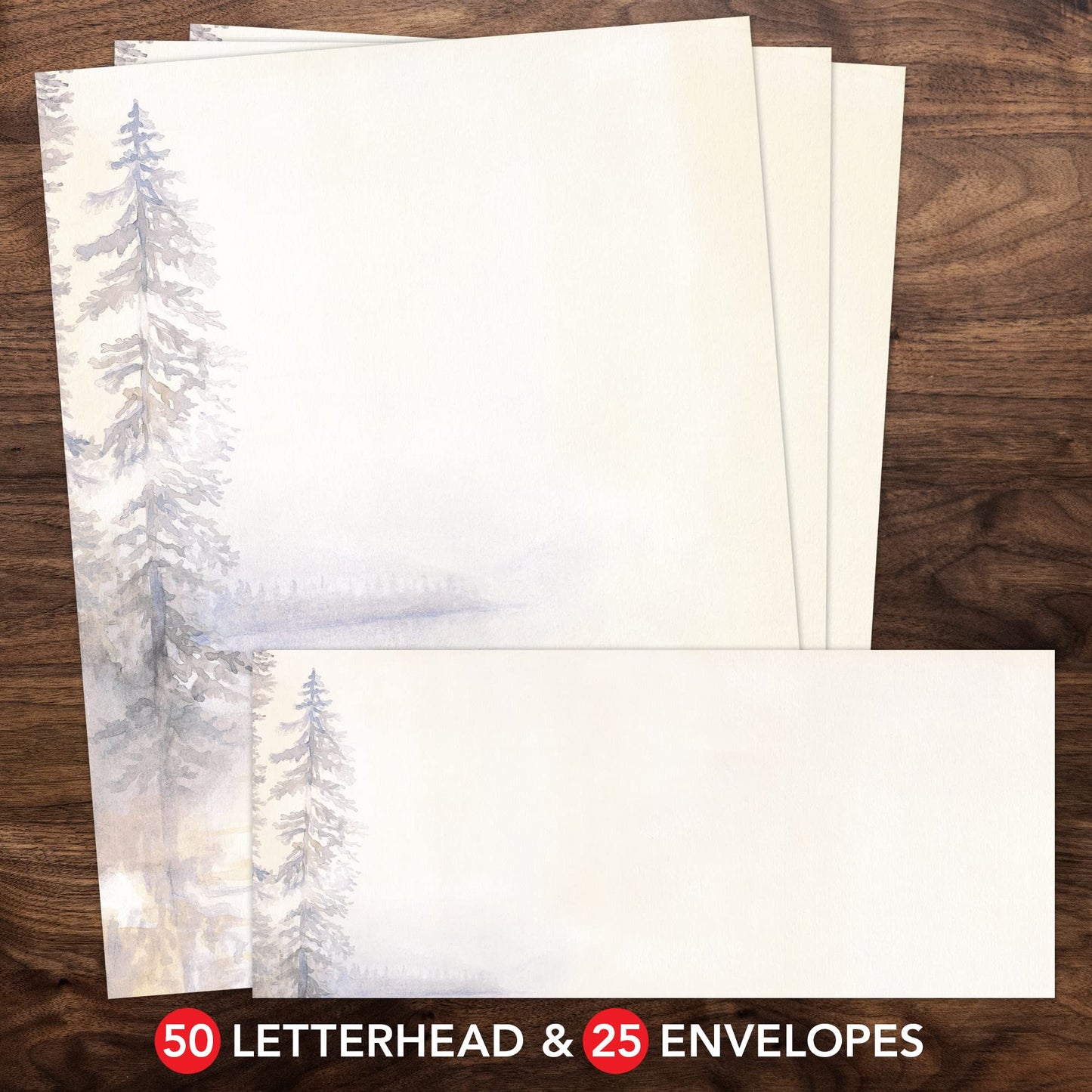 Morning Mist Letterhead and Envelope Set, 75 Pieces