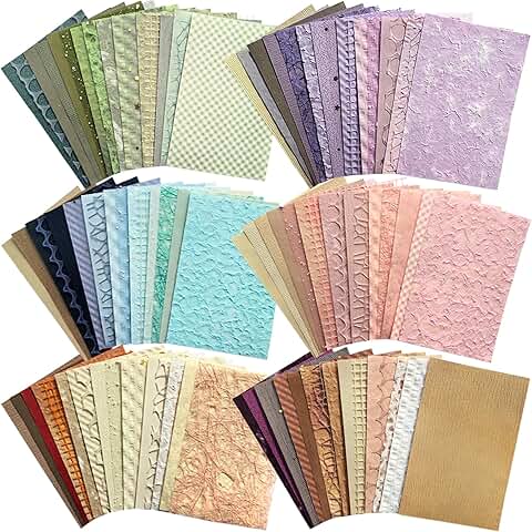 Six Pack of 102 Textured Scrapbook and Mesh Paper Sheets
