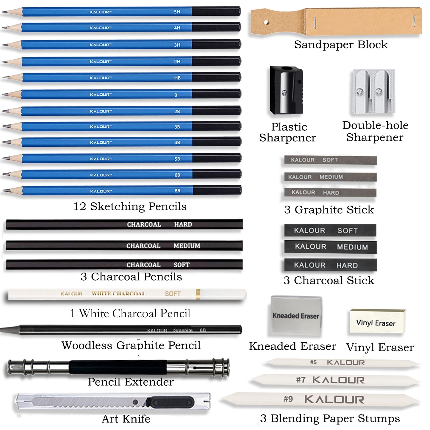 34-Pack Sketching Pencil Set with Sketchbook and Case
