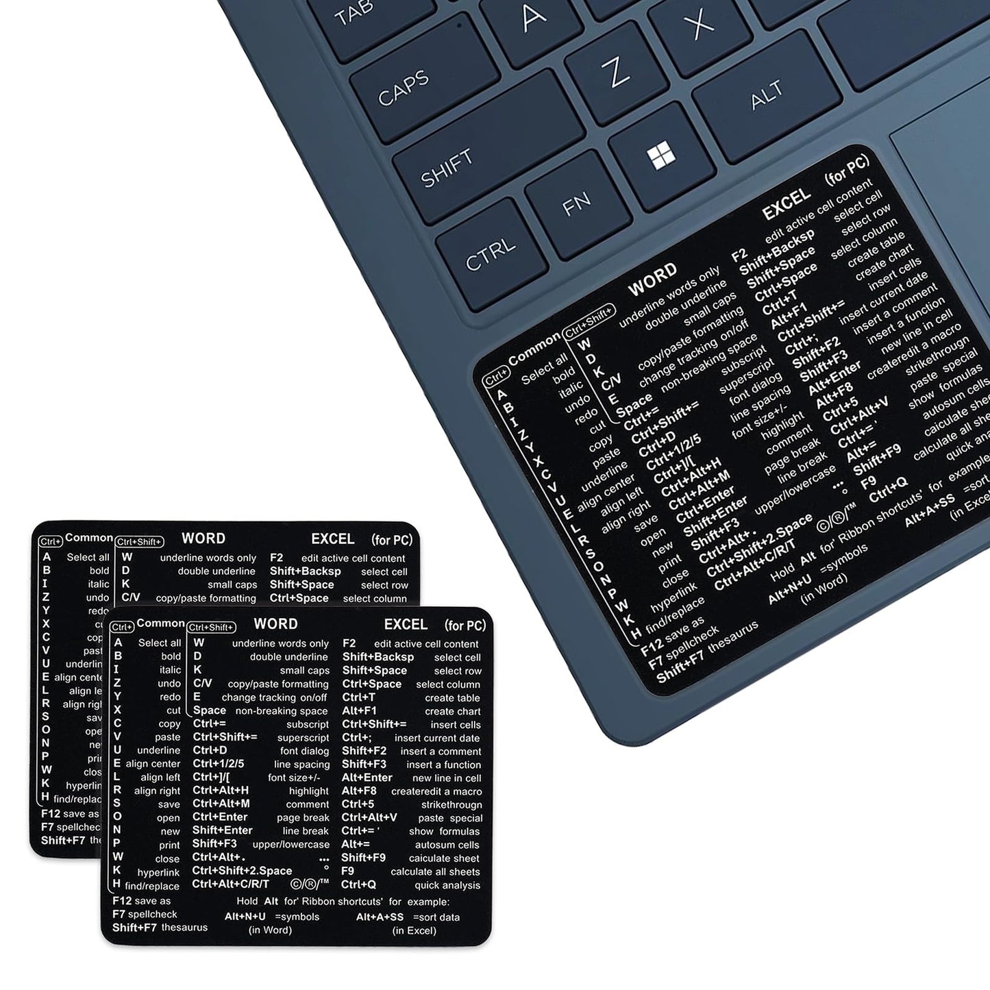 Word and Excel Shortcut Stickers for Keyboard