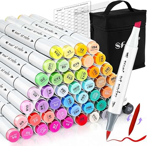 49-Color Double Tipped Alcohol Markers for Art and Coloring