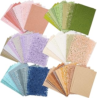 Set of 96 Textured Scrapbook and Mesh Papers, 3.9x5.5 Inches