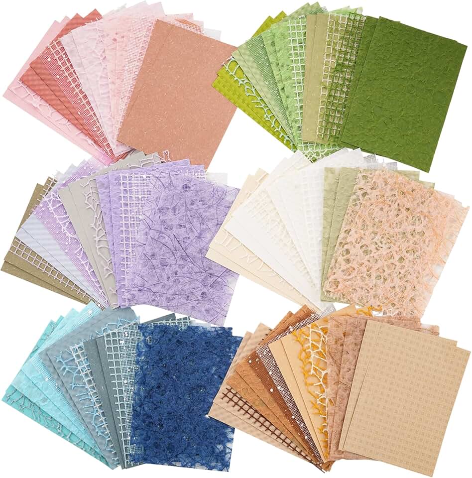 Set of 96 Textured Scrapbook and Mesh Papers, 3.9x5.5 Inches
