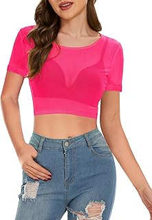 Women's Short Sleeve Sheer Mesh Summer Top