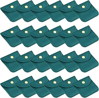 Set of 24 Velvet Jewelry Pouches, 3x3 Inches, Lake Blue