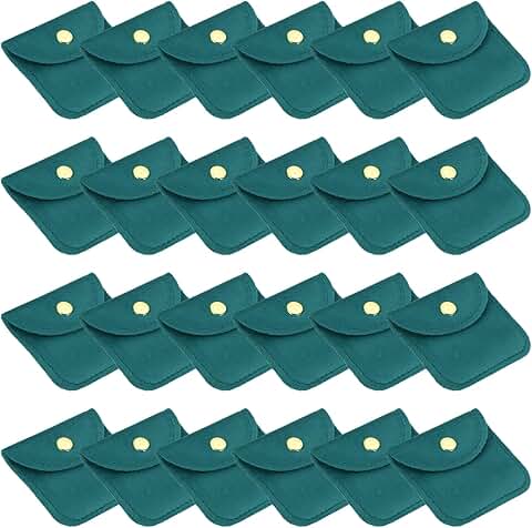 Set of 24 Velvet Jewelry Pouches, 3x3 Inches, Lake Blue