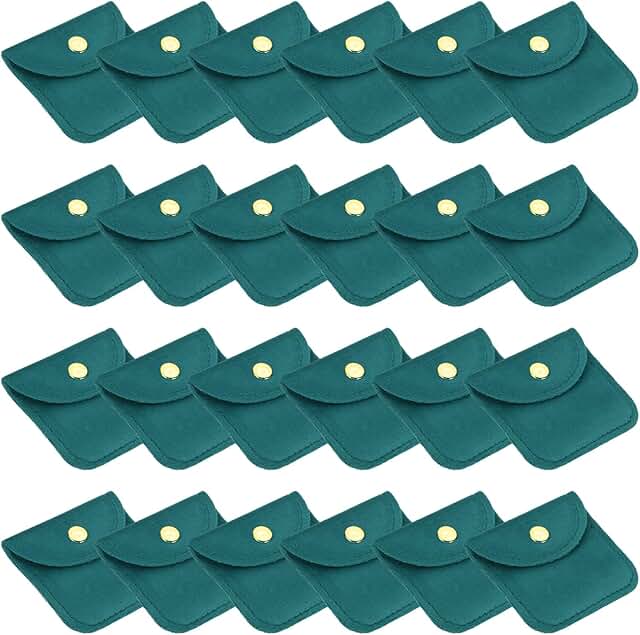 Set of 24 Velvet Jewelry Pouches, 3x3 Inches, Lake Blue