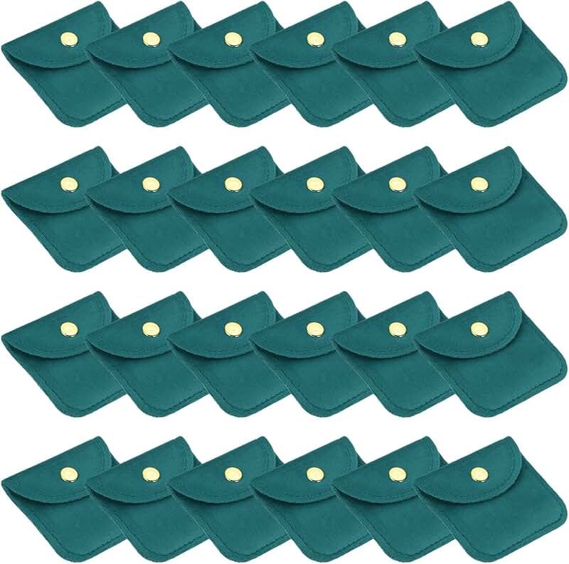 Set of 24 Velvet Jewelry Pouches, 3x3 Inches, Lake Blue