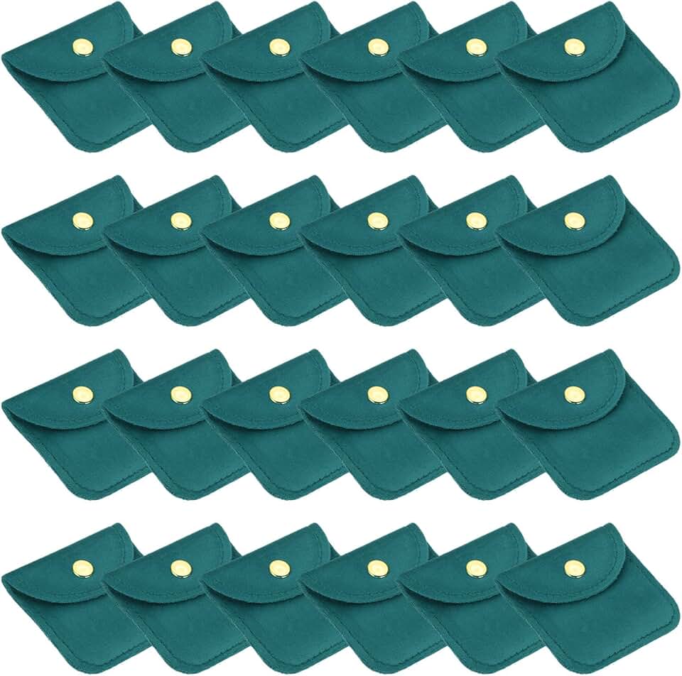 Set of 24 Velvet Jewelry Pouches, 3x3 Inches, Lake Blue
