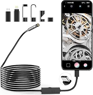 1920P Endoscope Snake Camera with 8 LEDs, 16.5 ft