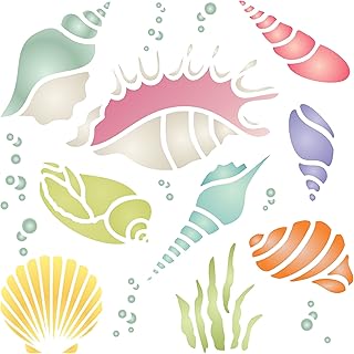 Sea Ocean Nautical Shells Stencil 8.5 x 8.5 inches