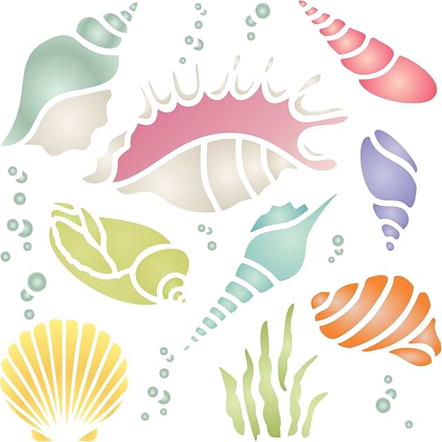 Sea Ocean Nautical Shells Stencil 8.5 x 8.5 inches