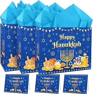 Blue Star of David Hanukkah Gift Bag Set with Cards
