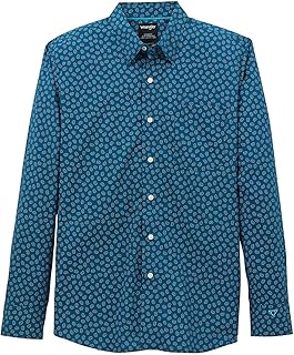 Men's Blue Paisley Long Sleeve Button-Down Shirt