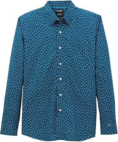 Men's Blue Paisley Long Sleeve Button-Down Shirt
