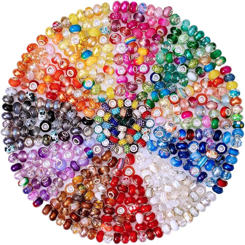 200pcs European Large Hole Beads for Jewelry and Crafts