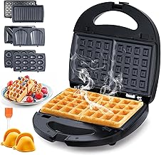 6-in-1 Waffle and Sandwich Maker with Removable Plates