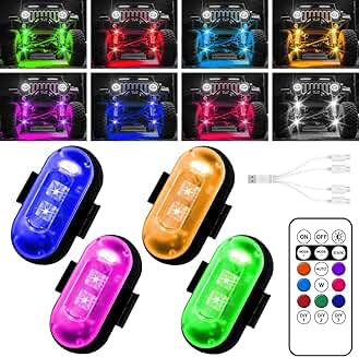 Wireless LED Rock Lights with 8 Colors and 10 Modes (4pcs Black)