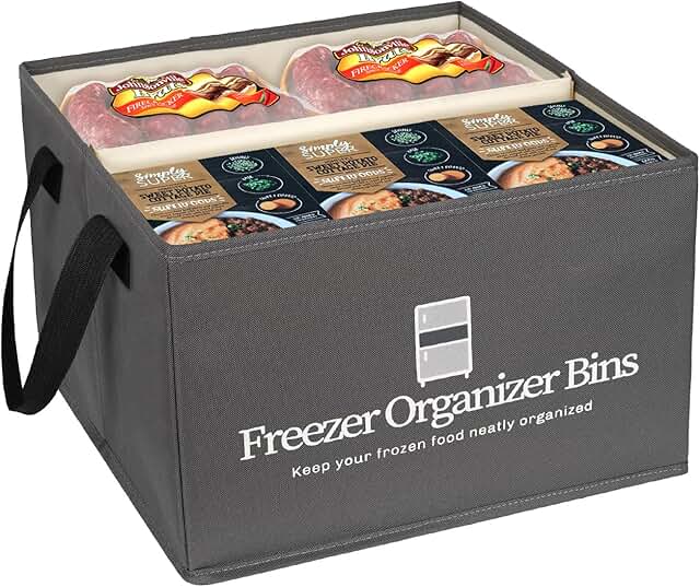 Collapsible Freezer Organizer Bins with Dividers