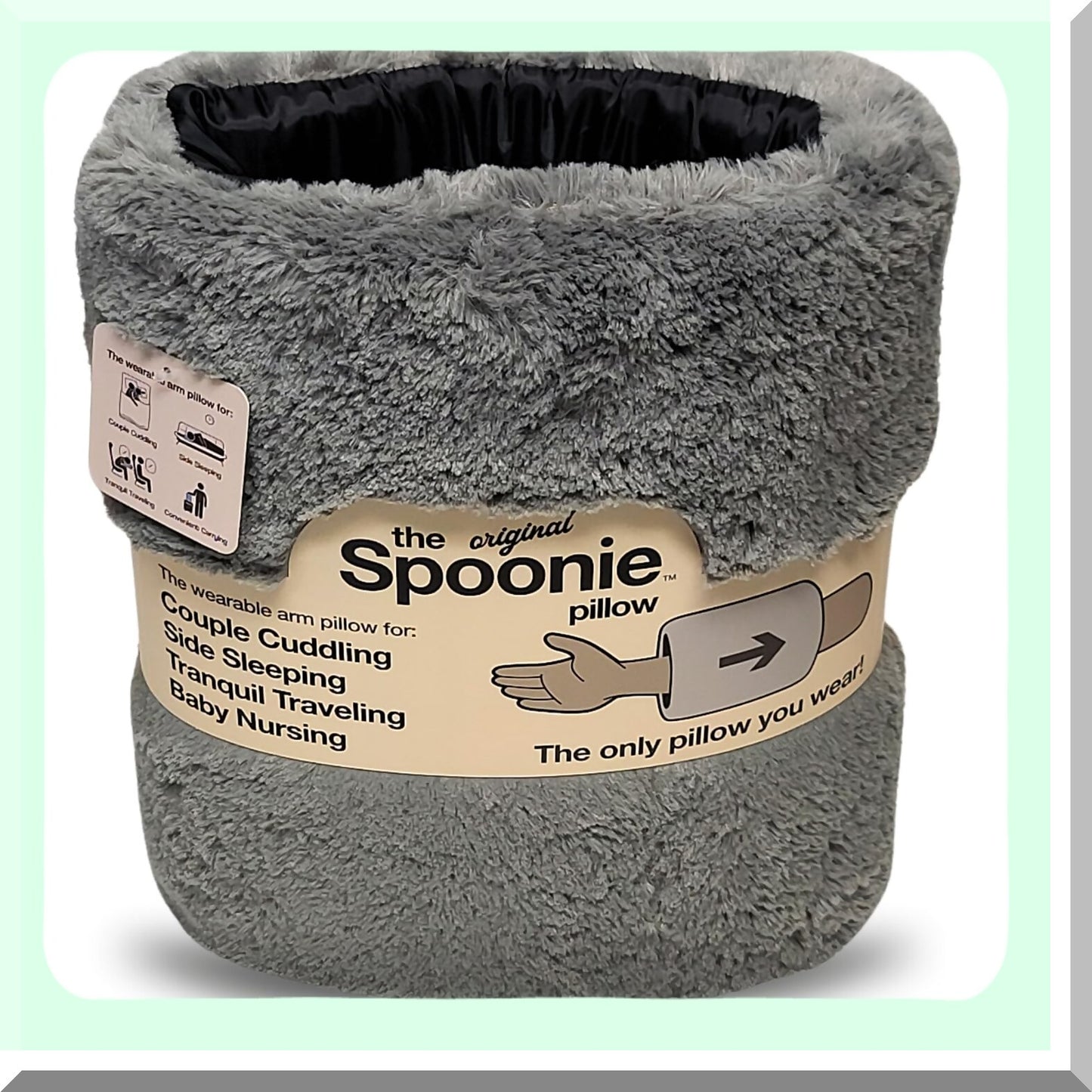 Squishy Arm Support Pillow - Soft Breathable Washable Side Sleeper Cushion for Cuddling - Travel Grey - Hand Hole Arm Slot Comfort