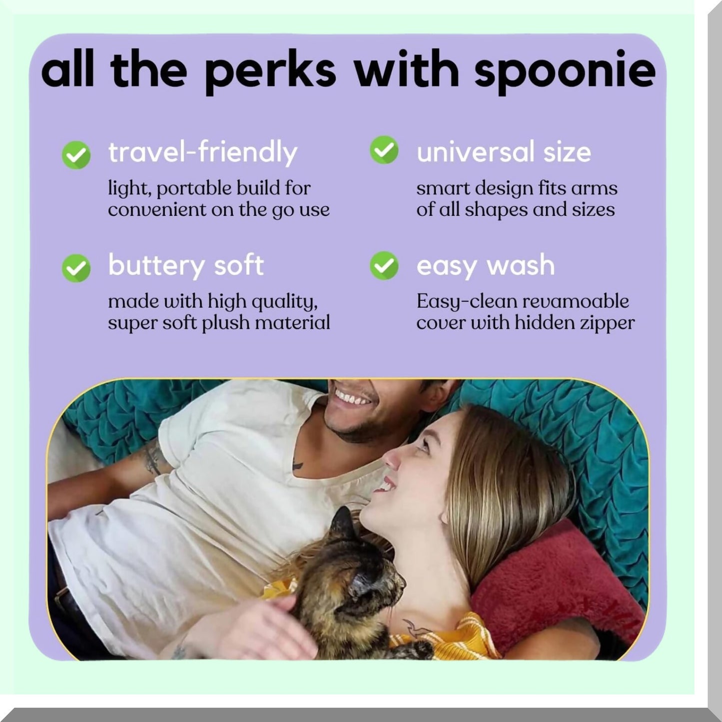 Squishy Arm Support Pillow - Soft Breathable Washable Side Sleeper Cushion for Cuddling - Travel Grey - Hand Hole Arm Slot Comfort