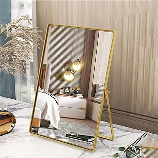 Portable rectangular desktop mirror with adjustable stand
