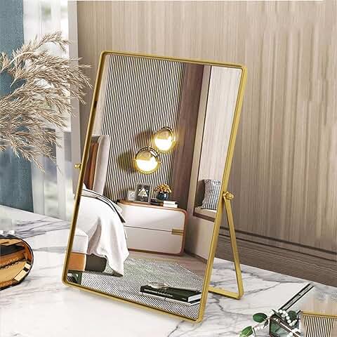 Portable rectangular desktop mirror with adjustable stand