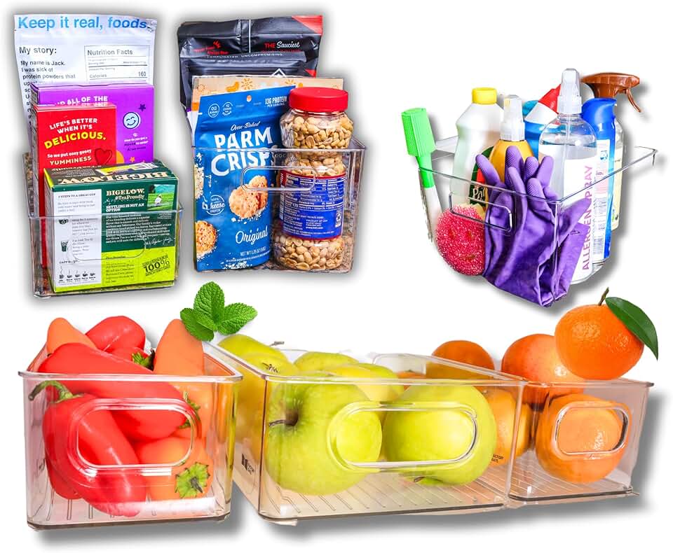 Six Clear Bins for Freezer and Pantry Storage