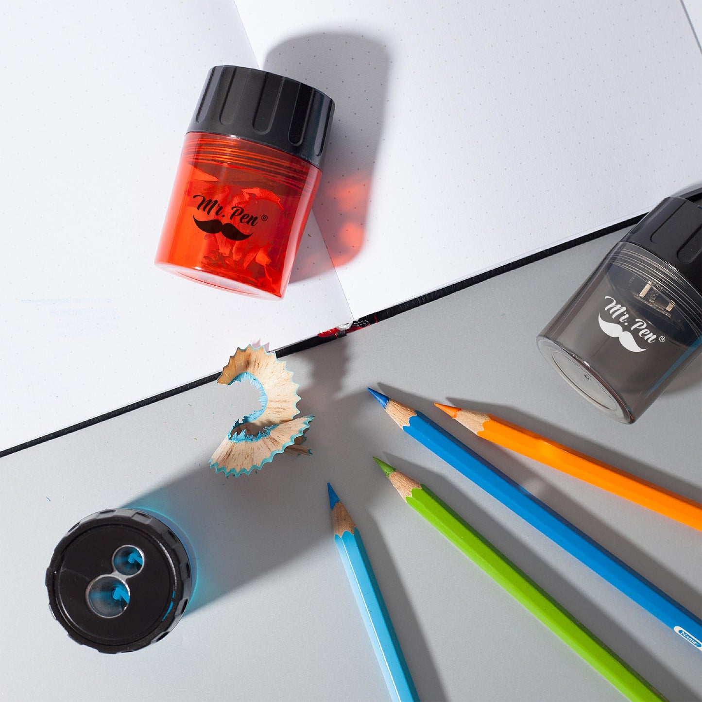 Set of 6 Handheld Manual Pencil Sharpeners with 2 Holes