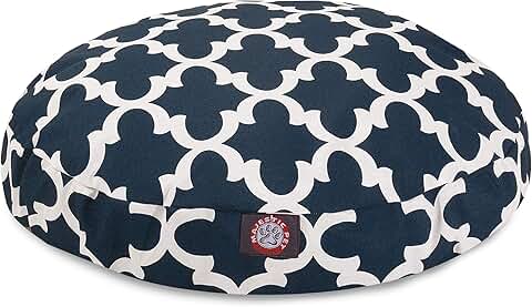 Large Navy Trellis Round Indoor Outdoor Dog Bed