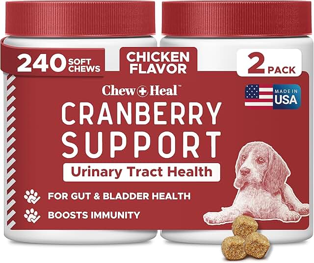 Dog Cranberry Chews for Urinary Health, 240 Soft Chews