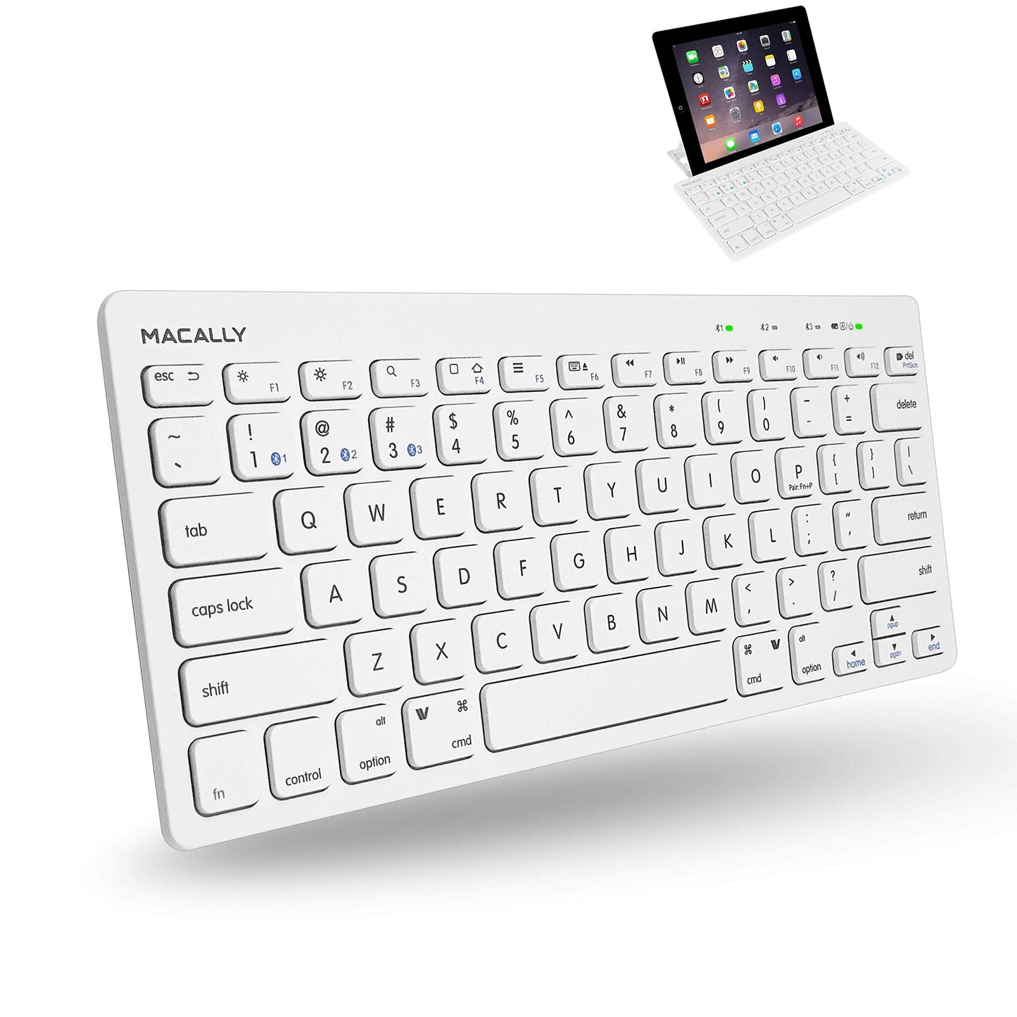 Bluetooth Keyboard for Mac - Multi Device Wireless Keyboard for Mac Mini / Pro, Macbook Pro / Air, iMac, iPad, iPhone, PC, Laptop - Compatible Apple Keyboard Wireless Compact with Stand