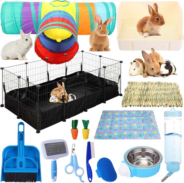 Rabbit Starter Kit with Playpen, Accessories, and Grooming