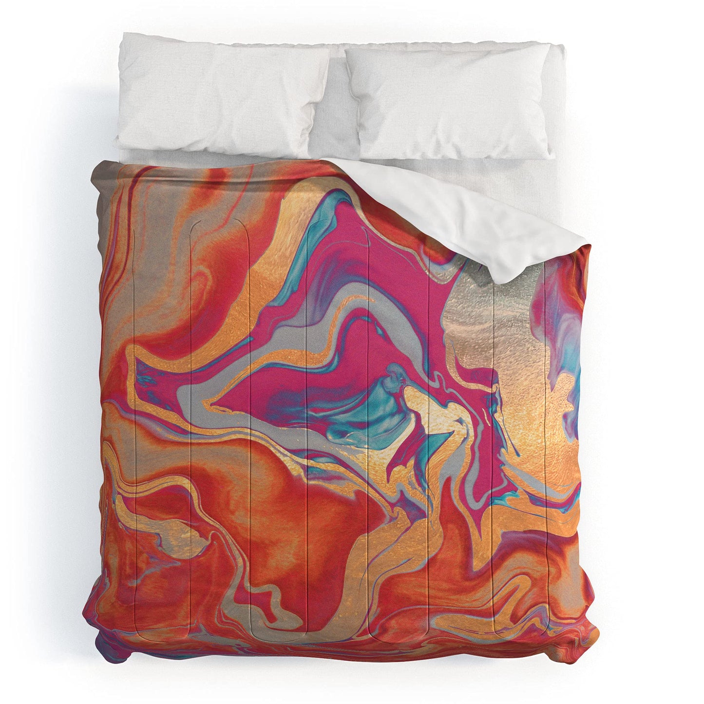 2021 Cotton Comforter, King, Monika Strigel 1P DRAMAQUEEN Gold and