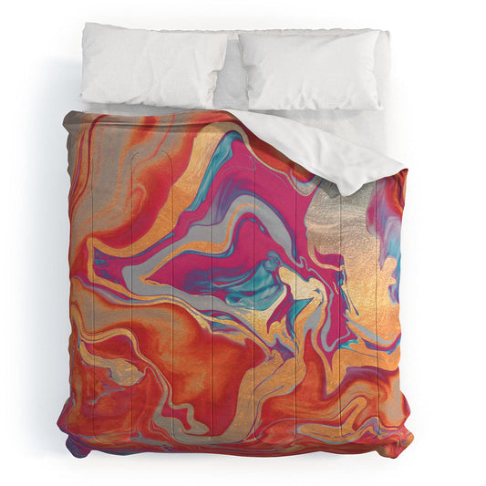 2021 Cotton Comforter, King, Monika Strigel 1P DRAMAQUEEN Gold and