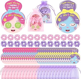 Pink and purple spa party hair scrunchies gift set