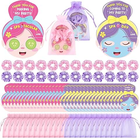 Pink and purple spa party hair scrunchies gift set