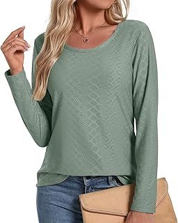 Women's Long Sleeve Round Neck Casual Tunic Top