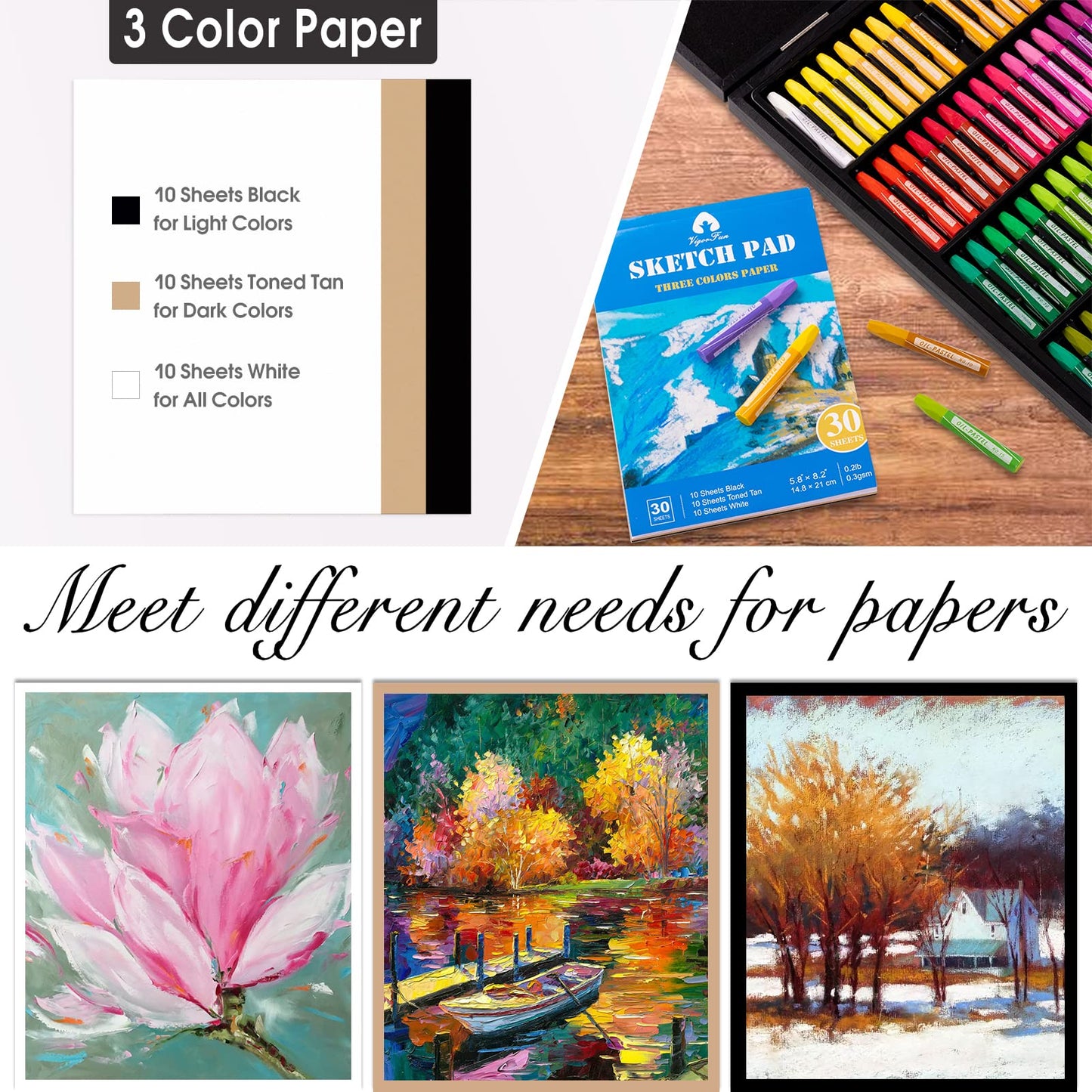 Oil Pastels Set 100 Pieces with Sketch Pad and Gift Box