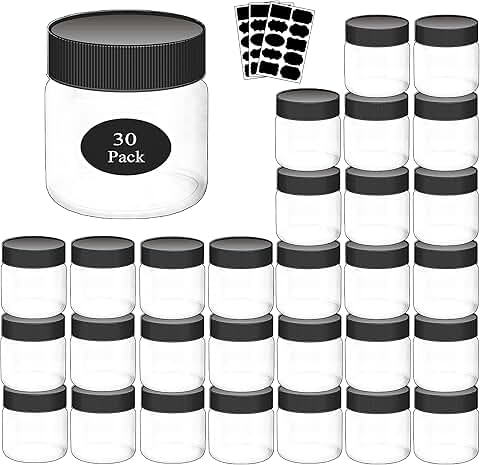 8oz Plastic Jars with Lids, 30 Pack